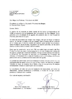 Invitación al Presidente de la Diputación de Burgos