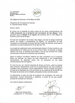 Invitación al Presidente del Principado de Asturias