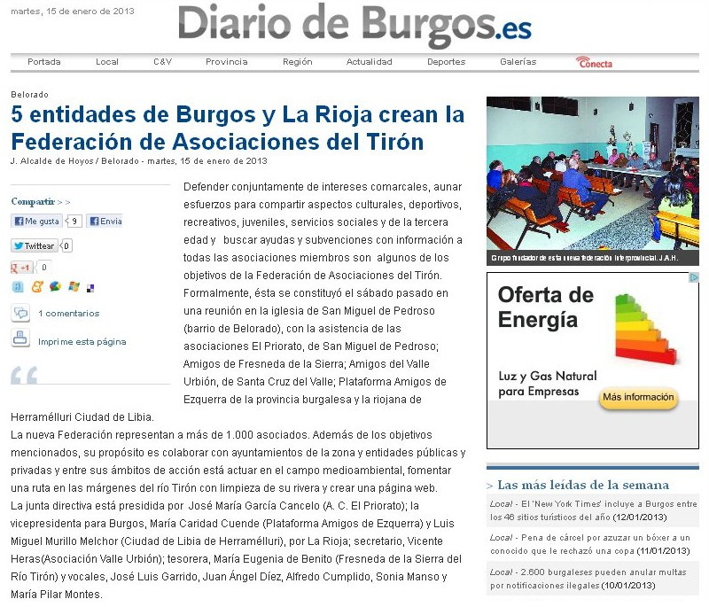 Diario de Burgos 15/01/2013