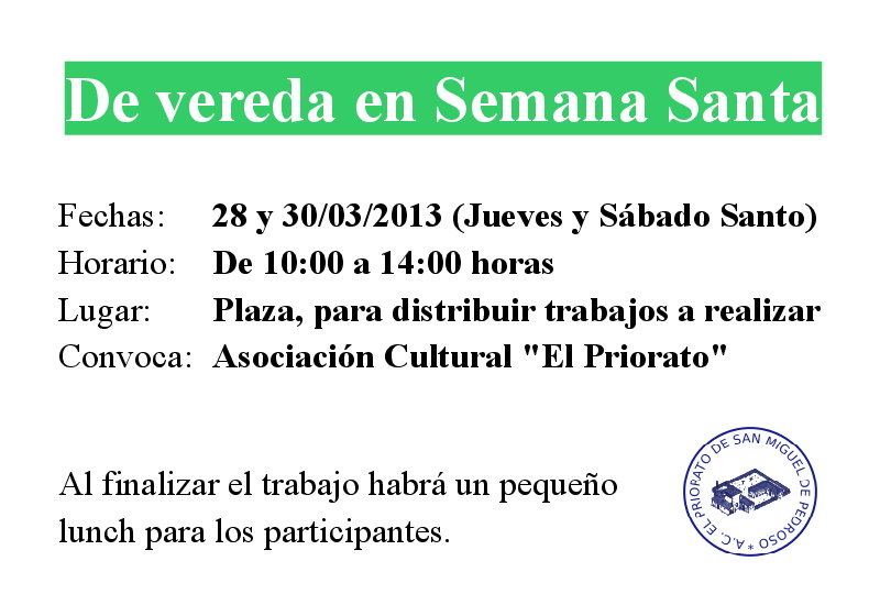 Vereda en Semana Santa